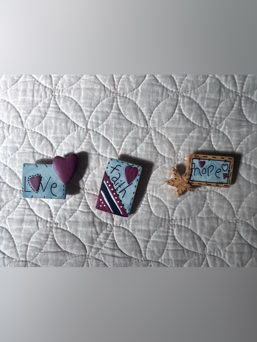 Decorative Heart and Star button covers - set of 3